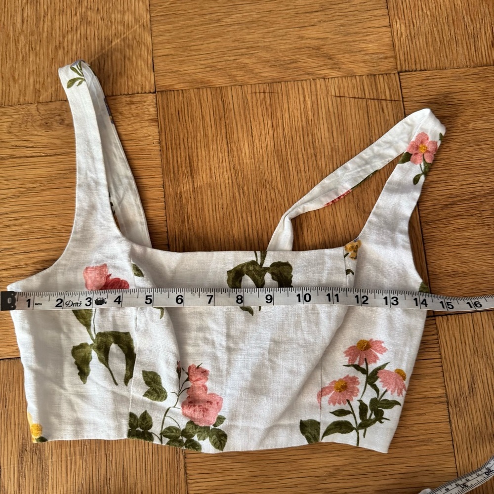 Reformation Cole Two Piece Set Size 2 Floral Crop Top Skirt Linen - Picture 11 of 12